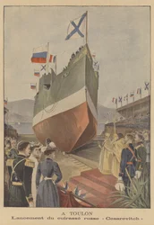 Launch of the Russian battleship Tsesarevich at Toulon